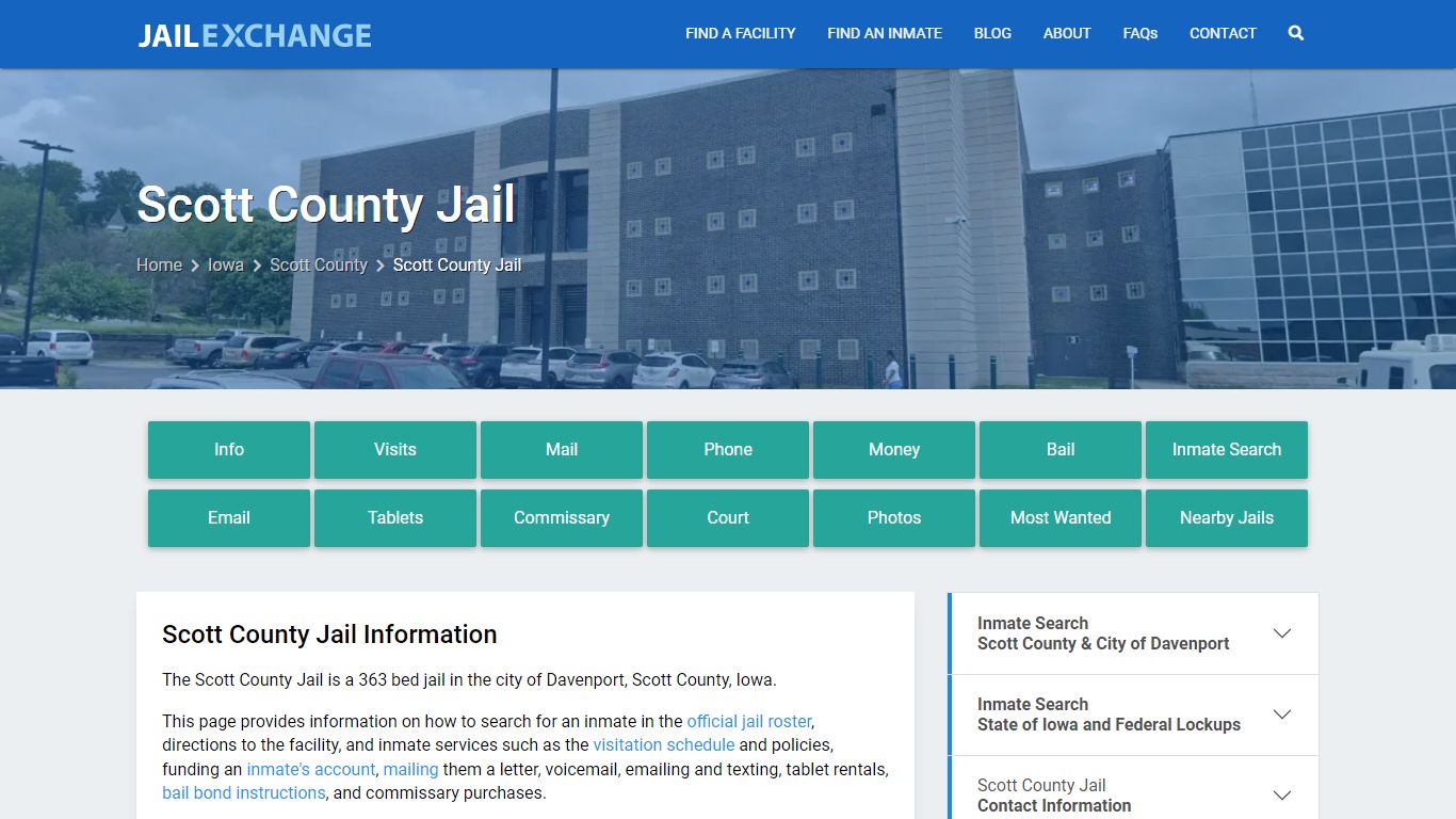 Scott County Jail, IA Inmate Search, Information